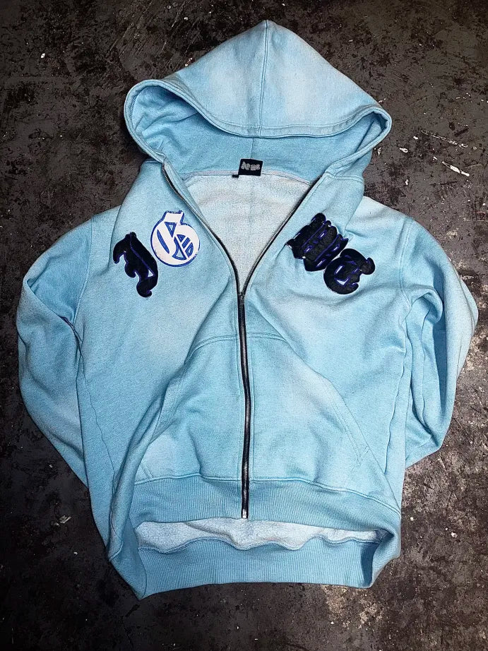 "IGWT" Baby Blue Acid Zip Up