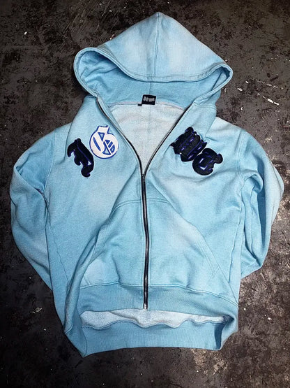 "IGWT" Baby Blue Acid Zip Up