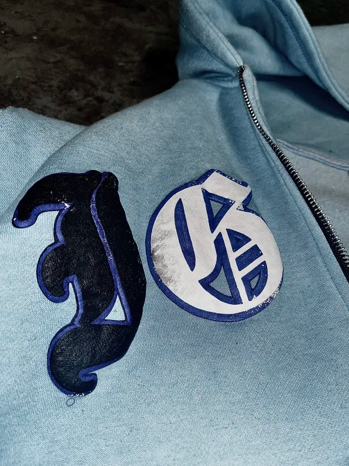 "IGWT" Baby Blue Acid Zip Up