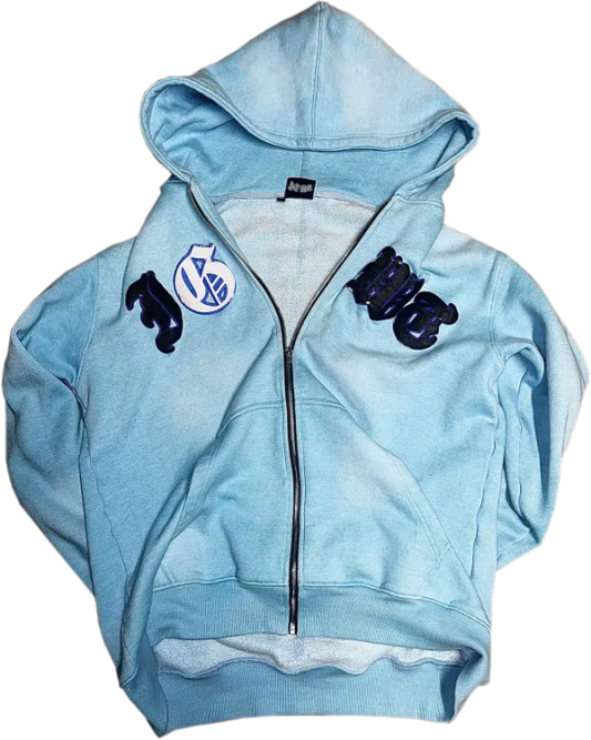 "IGWT" Baby Blue Acid Zip Up
